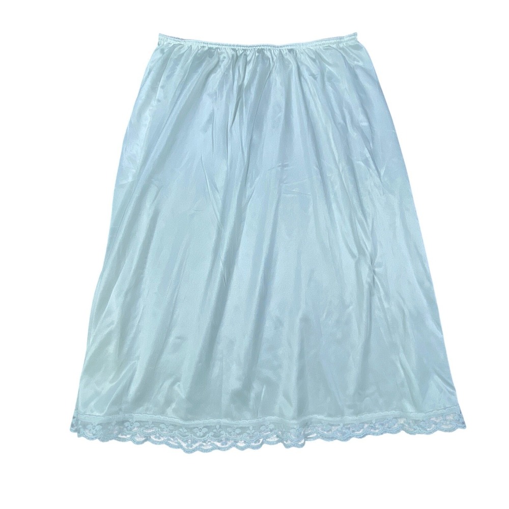 Vintage Sears Half Slip Skirt Womens XS Ivory White USA Satin Lace Trim Sexy